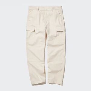 Uniqlo Cargo Pants Stretch Cotton Off-White Large 35x28